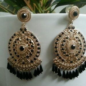 Gold tone chandelier earrings